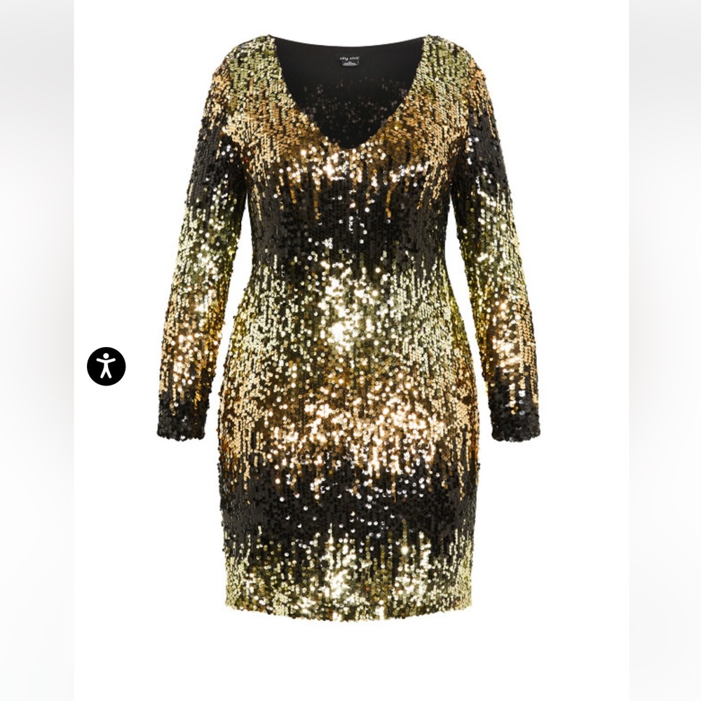 City Chic Gold Sequin Party Dress